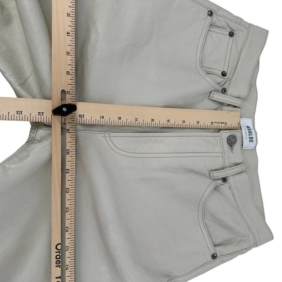 Agolde Los Angeles Women Recycled Leather 90s Pinch Waist Pant Solid taupe Sz 28 - Picture 8 of 16